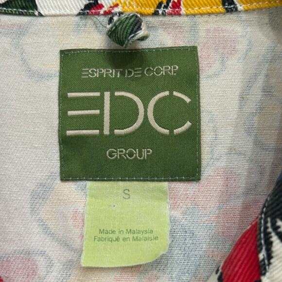 Vintage 90s Esprit Bright Floral Daisy Denim Cropped Jacket / Oversized Small - - Picture 4 of 5